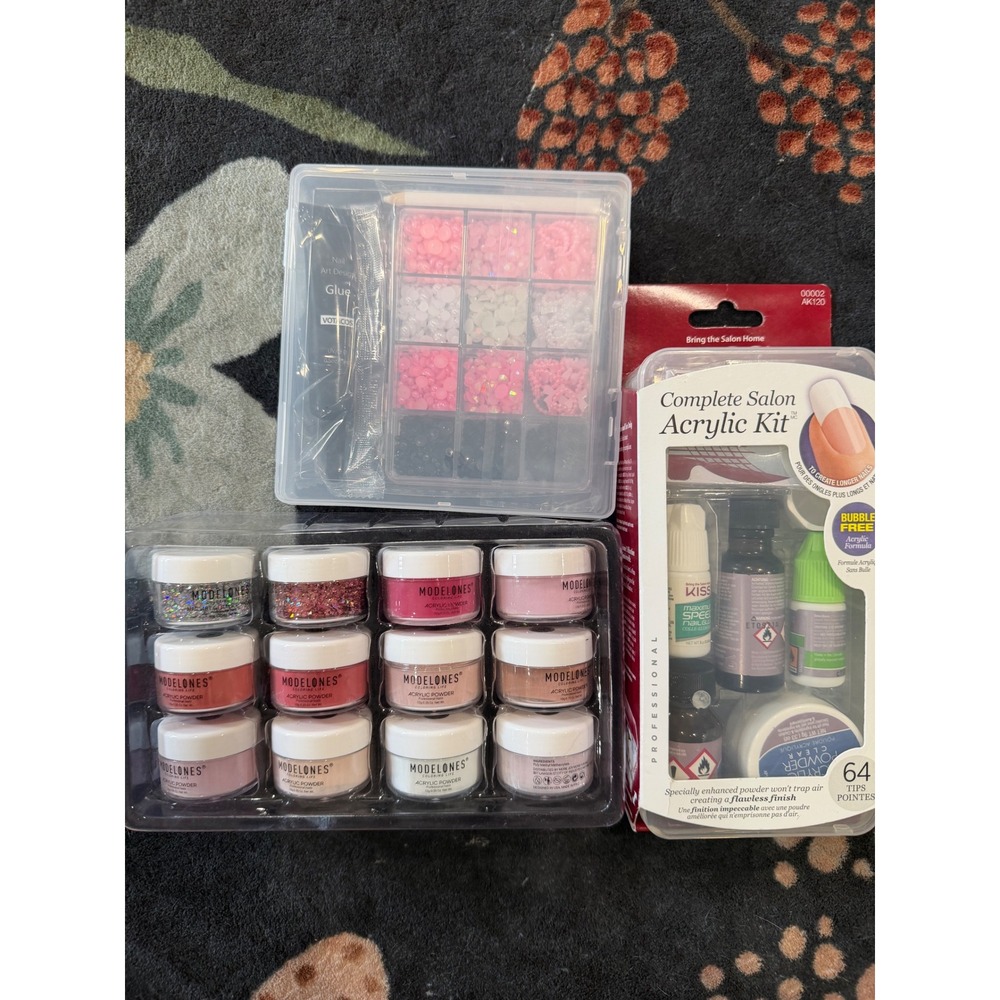 Kiss Complete Salon Acrylic Kit Modelones 12pc Powder Votacos Nail Art Bundle